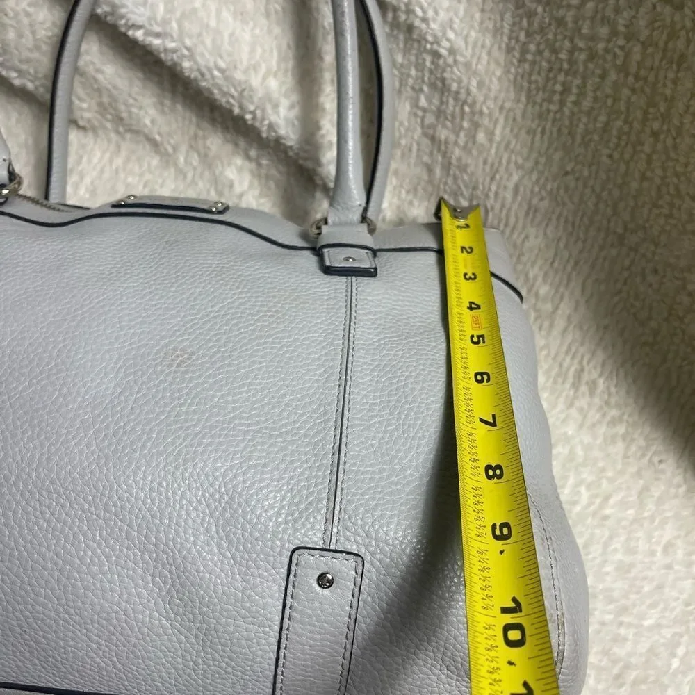 Kate Spade Elegant Gray Leather large Tote Bag silver tone hardwares .